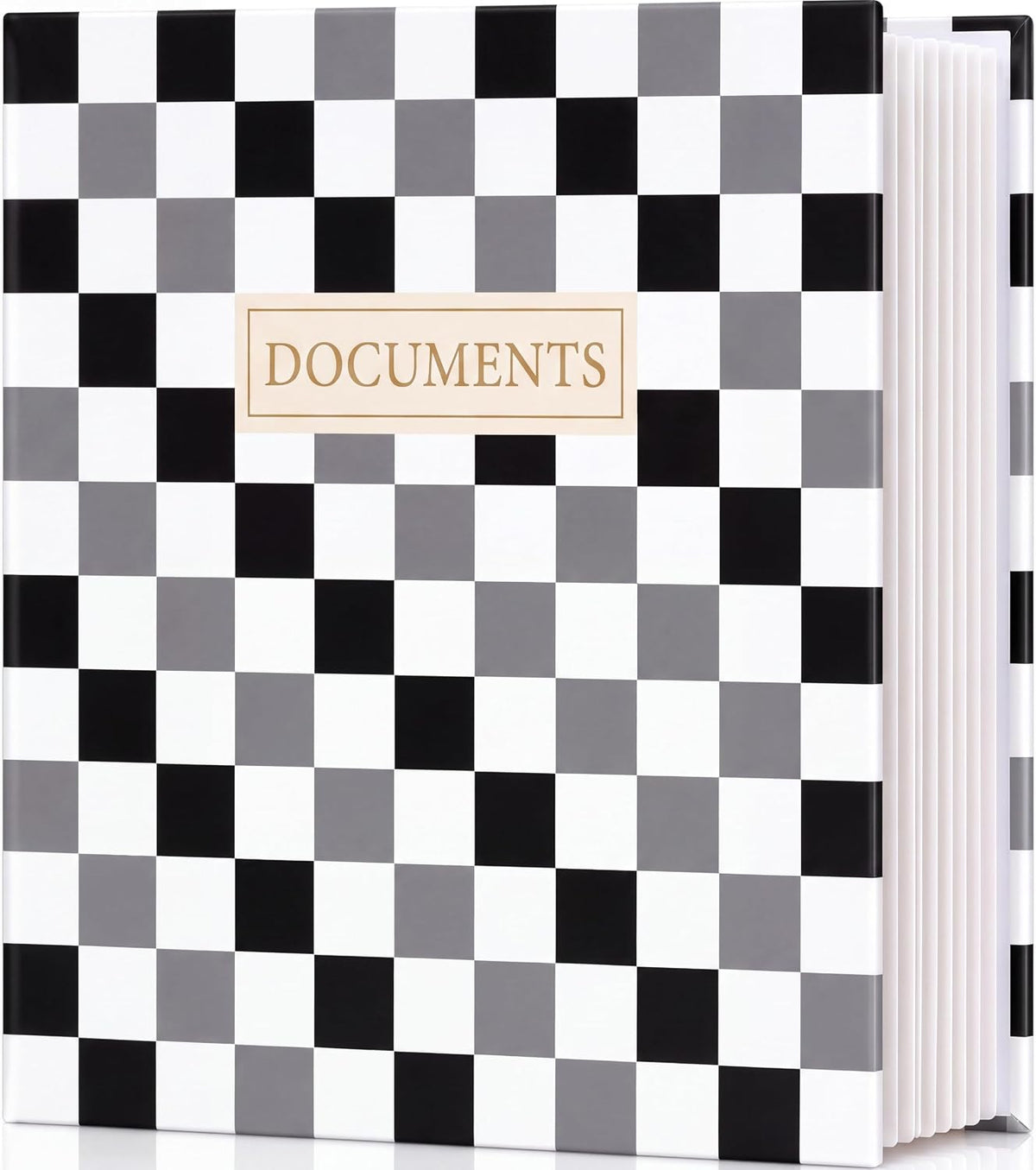 Important Document Organizer Folder Binder Checkered, Green