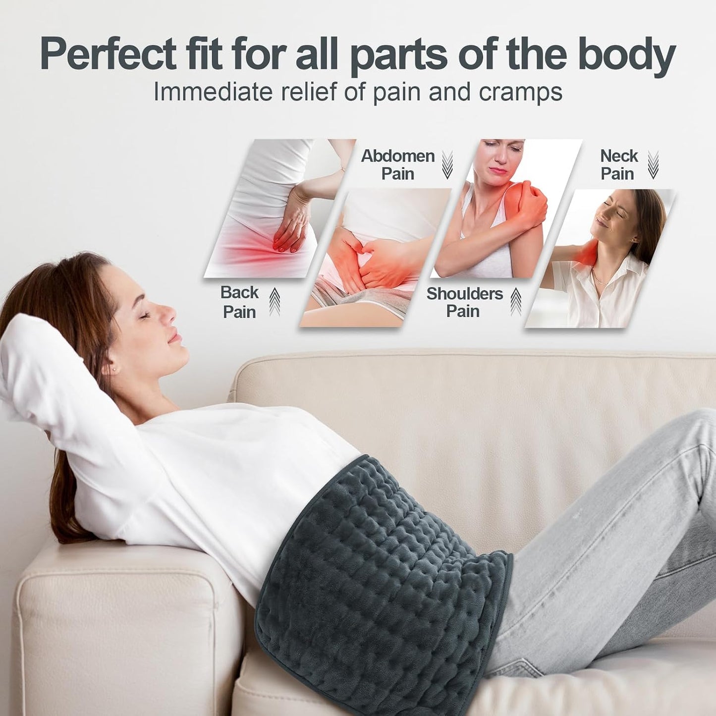 Heating Pad for Back, Electric Heating Pads for Cramps/Abdomen/Waist/Shoulder with 6 Heat Settings and Auto-Off, Moist/Dry Heat pad, Mothers Day Gifts for Mom Women Wife Grandma, 12" x 24"