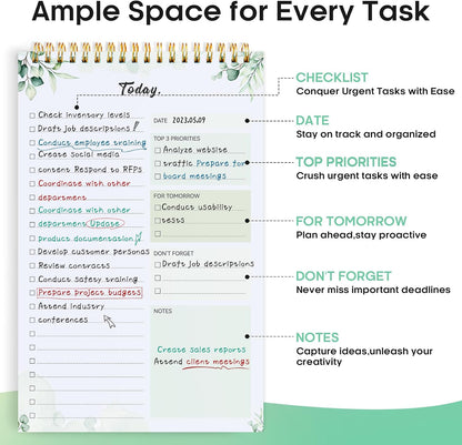Taja To Do List Notepad - To Do List Notebook for Work with 52 Sheets, 9.8" x 6.5", Undated Daily Planner Perfect for Daily Tasks and Goal Setting, Notepad Suitable for Office, Home & School - Violet Dream