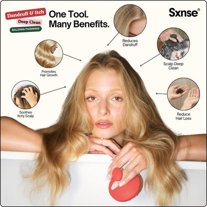 SXNSE - Revive Silicone Scalp Massager, Arctic - Manual Hair & Scalp Scrubber for Dandruff, Buildup, Itch, & Hair Growth - Soft Exfoliating Silicone Bristles for Wet & Dry Hair, Flake-Free Finish