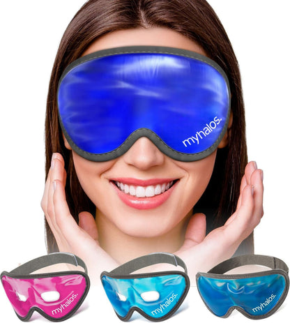 Cooling Eye Mask - Reusable Gel Eye Mask Cold Pack - Our Ice Eye Mask Soothes Puffy Eyes & Dark Circles - Relieve Your Headaches & Sinus Pain with Cold Eye Mask & Eye Gel Mask Therapy - Halos