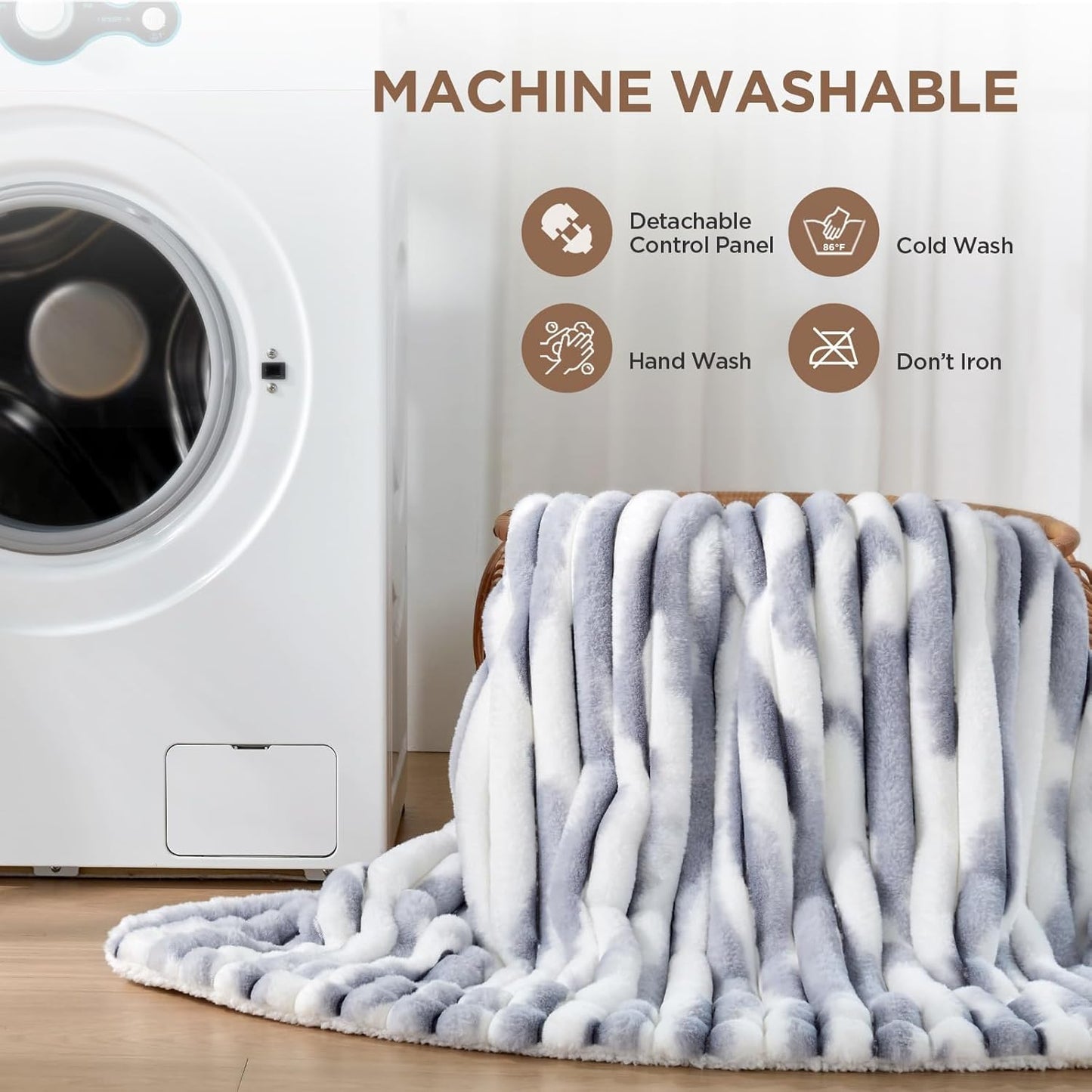 Westinghouse Heated Throw Blanket, Electric Blanket Throw with 6 Heating Levels and 2-10 Hours Time Settings, Flannel to Sherpa Super Cozy Heated Blanket Machine Washable, 50x60 inch, Charcoal