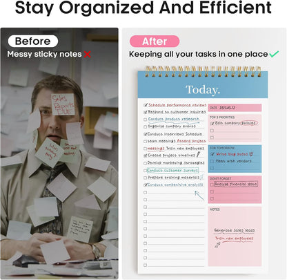 Taja To Do List Notepad - To Do List Notebook for Work with 52 Sheets, 9.8" x 6.5", Undated Daily Planner Perfect for Daily Tasks and Goal Setting, Notepad Suitable for Office, Home & School - Violet Dream