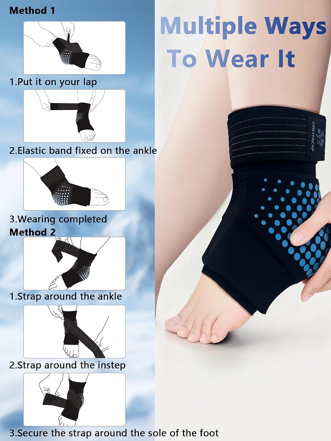 Ankle Ice Pack Wrap,Flexible Cold Therapy for Foot Pain Relief | gel,3D full-coverage,cool ice-silk fabric,dual hot & cold compress,flexible when frozen,leak-proof,ideas for swelling,sprains