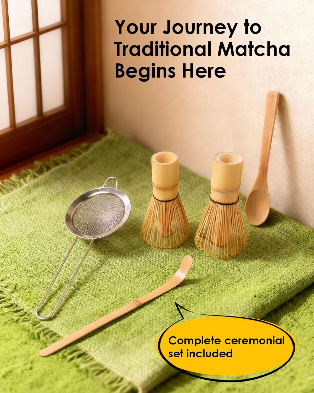 Matcha Whisk - 2-pack Bamboo matcha Whisk set, Handcrafted Traditional Japanese Chasen, 100-Prong Matcha Stirrer Wisk Mixer Brush for Authentic Matcha Tea Preparation