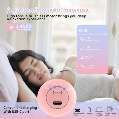 NEPQ Mini Massage Gun, Powerful Fascial Gun Portable Deep Tissue Percussion Muscle Back Head Massager for Pain Relief with 4 Massage Heads High-Intensity Vibration Rechargeable Small Massage Gun