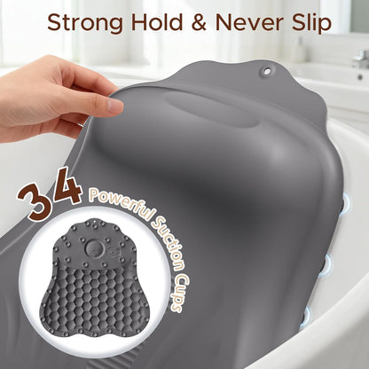 Bath Pillow for Tub, Adjustable Silicone Bathtub Pillows for Head and Neck, 0"–2.3" Neck Support, 34 Suction Cups, Easy to Clean, No Machine Wash Needed (White)
