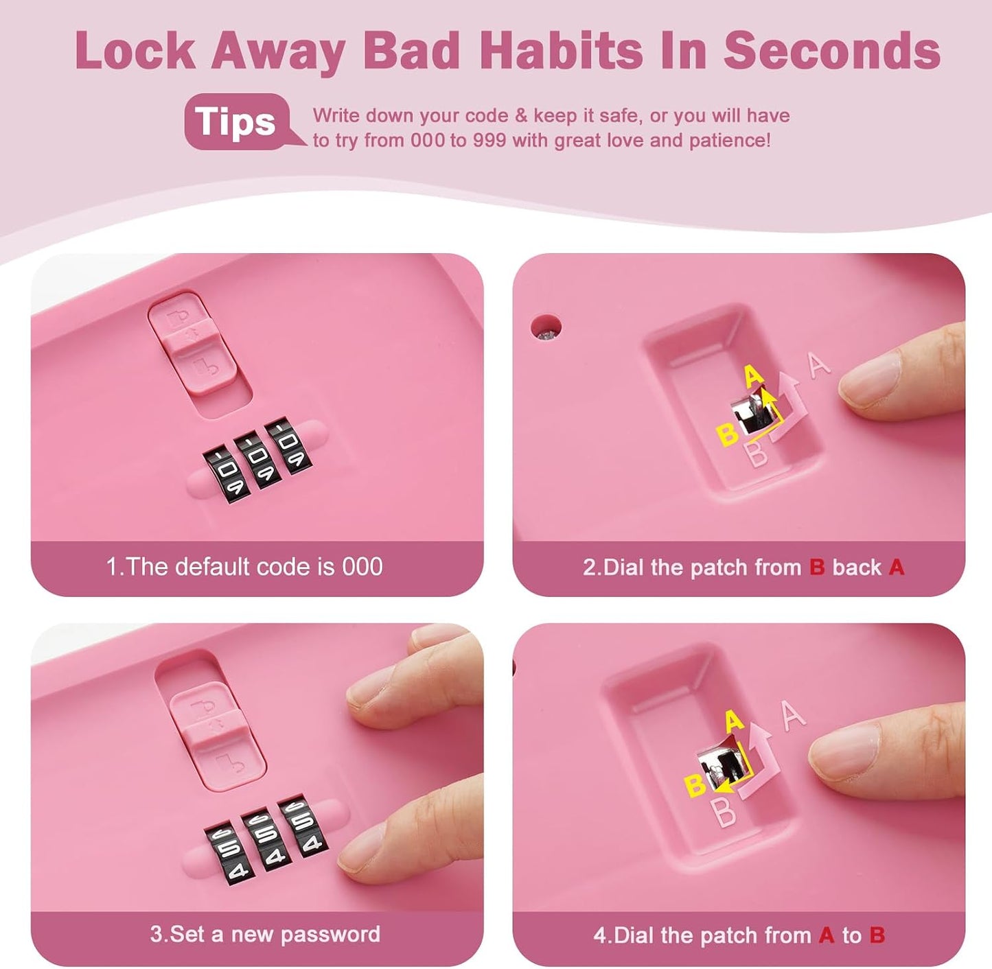 Lockable Storage Box, Small Lock Box with Combination Code for Phone/Medicine Safe/Food Home/Refrigerator/Office/Personal Items/Travel/Gift,9.25 x 5.04 x 3.62’’