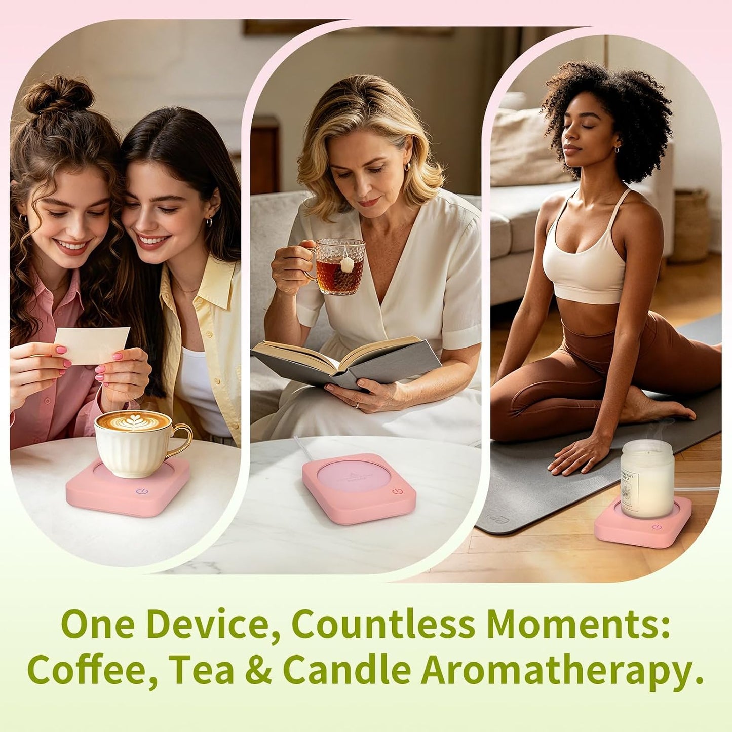 VOBAGA Coffee Mug Warmer for Desk with Auto Shut Off & 3-Temp Settings, Coffee Cup Warmer with Smart Safety Alert Home Office Accessory, Perfect for Coffee, Tea, Milk (Mug for Display)
