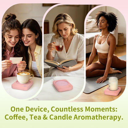 VOBAGA Coffee Mug Warmer for Desk with Auto Shut Off & 3-Temp Settings, Coffee Cup Warmer with Smart Safety Alert Home Office Accessory, Perfect for Coffee, Tea, Milk (Mug for Display)