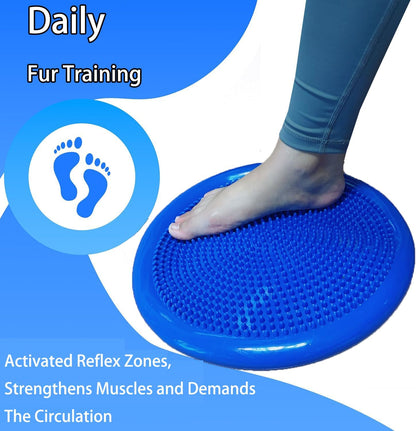 Wobble Cushion Balance Disc, Wiggle Seat for Sensory Youth & Adults, Balance Disk with Inflation Pump for Fitness, Core Strength, Physical Therapy, Posture Improvement