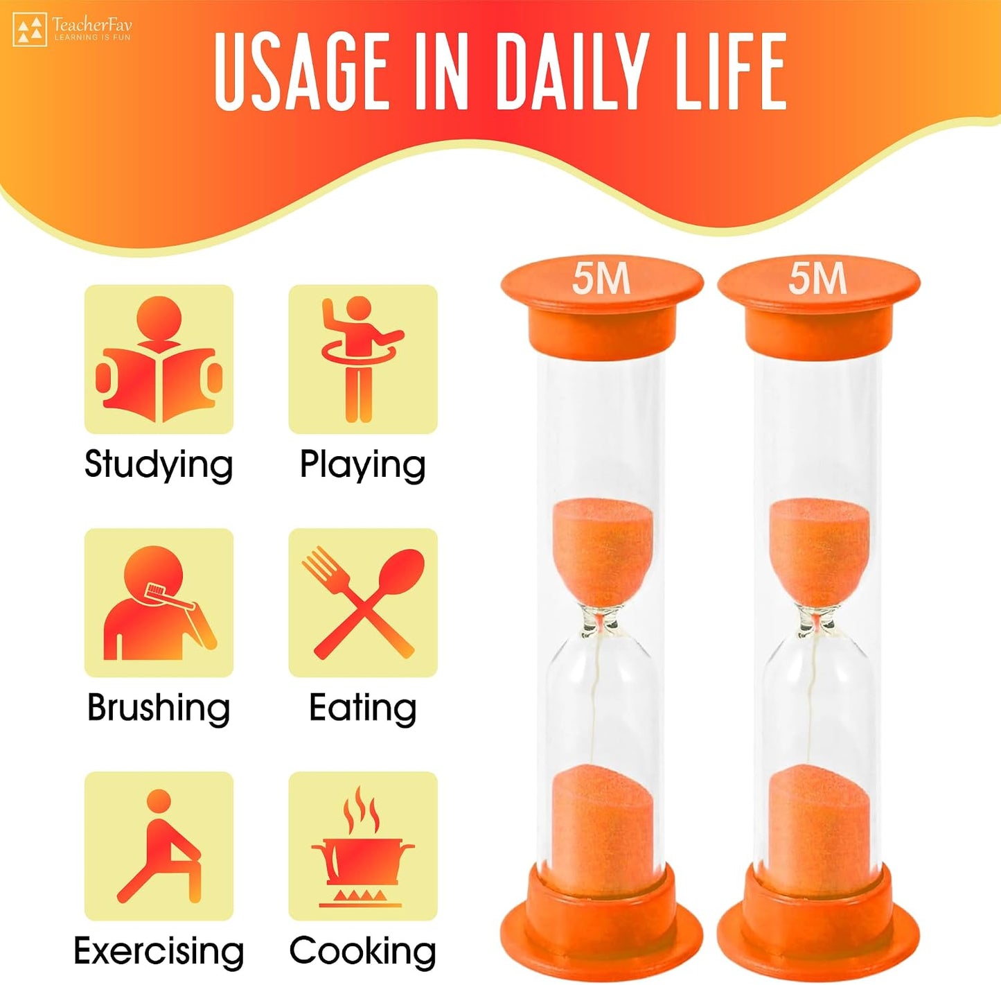 Sand Timer for Kids Set of 3 Small Colorful Hourglass Acrylic Covered Clock 1Min 2Min 5Min for Classroom, Home & Kids Room
