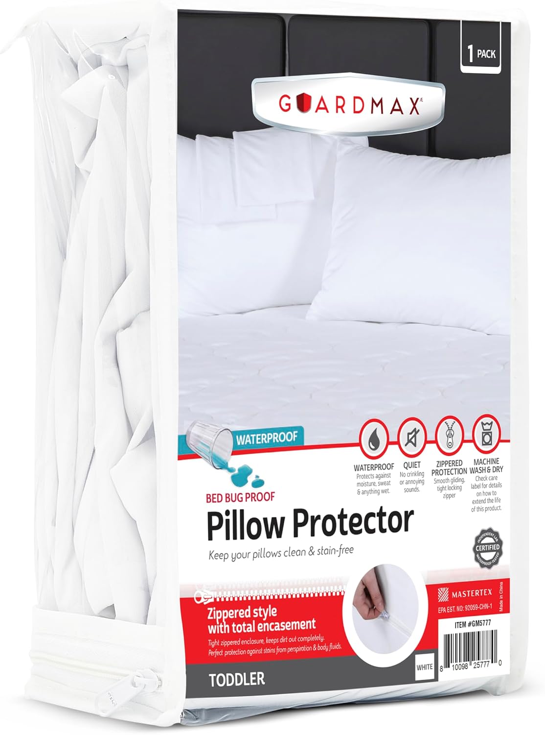 Guardmax Jersey Knitted Pillow Protector with Zipper Standard Size - 4 Pack -100% Waterproof, Bed Bug Proof, Dust Mite Proof, & Hypoallergenic Pillow Covers - Premium Zippered Pillow Cases. (20 X 26)