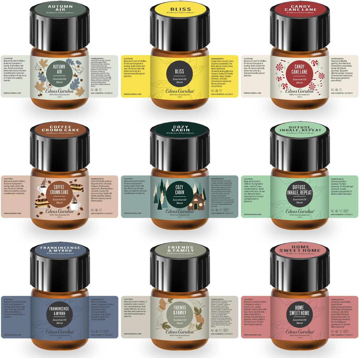 Edens Garden Top Essential Oil Blends Sampler 18 Set – 100% Pure Therapeutic Grade, Natural, Undiluted Aromatherapy Scents for Diffusers & Humidifiers – Wellness Gift for Men & Women, .92 ml/ 18 Pack