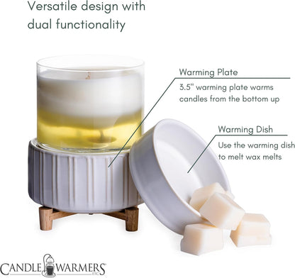 Candle Warmers ETC 2-in-1 Candle and Fragrance Warmer for Warming Scented Candles or Wax Melts and Tarts with to Freshen Room, Primitive Black and Bronze