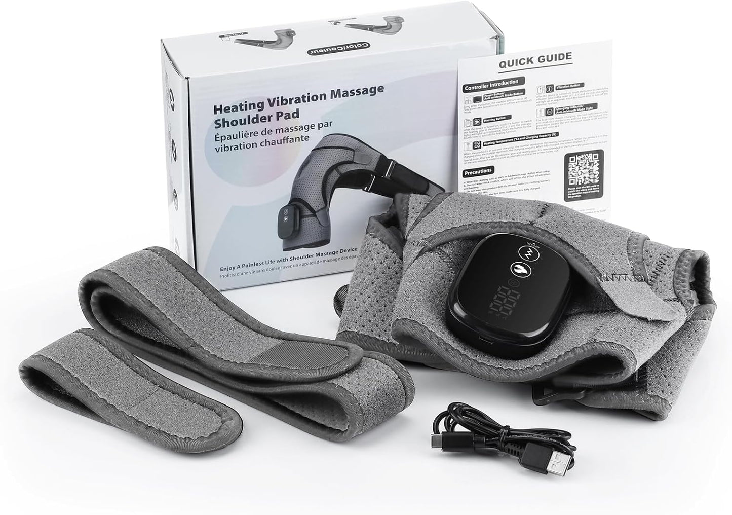 ERHIVORA Shoulder Heating Pad with Massage, FSA Eligible Items List, Heated Shoulder Wrap for Pain Cordless, HSA Approved Products Only