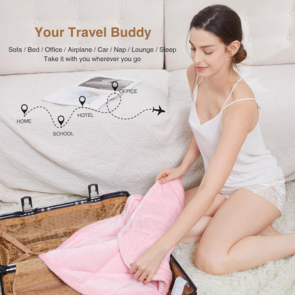 Alomidds Weighted Lap Blanket 7lbs, Cozy Breathable Flannel Weighted Lap Pad for Adults, Small Weighted Blanket for Travel, Couch, Green, 29" x 24"