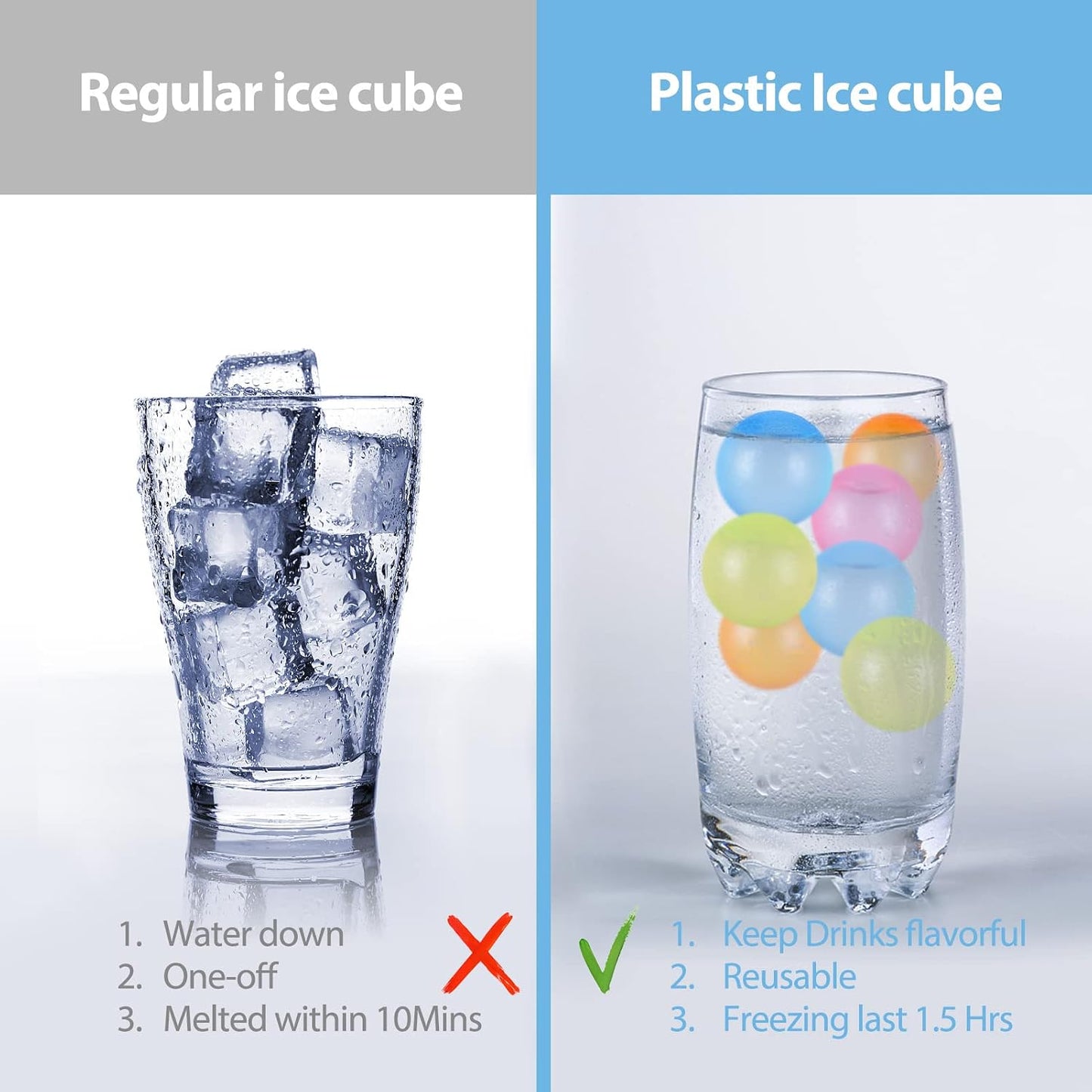 360 Pack Reusable Ice Cubes Refreezable Ice Cubes Without Diluting Reusable Ice Cubes for Drinks Large Pack Ice Cube Frozen BPA Free for Party Bars Ice Bath Camping