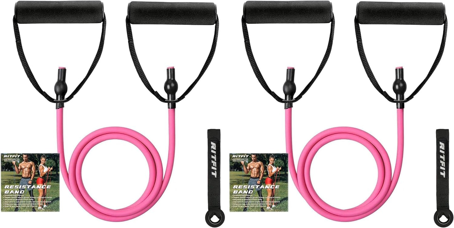 RitFit Single Resistance Bands with Handles Door Anchor for Home Gym
