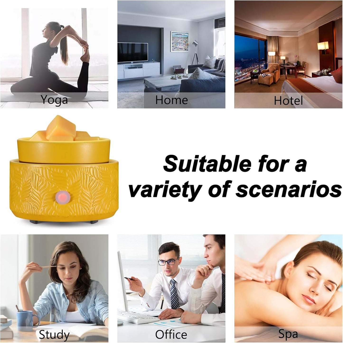 Ceramic Wax Melt Warmer, Fragrance Wax Warmer 4-in-1 Electric Candle Wax Melter and Wax Cubes for Home Office Bedroom Aromatherapy Essential Oil Burner is Birthday Gifts for Women Mom Girl(Dark Brown)