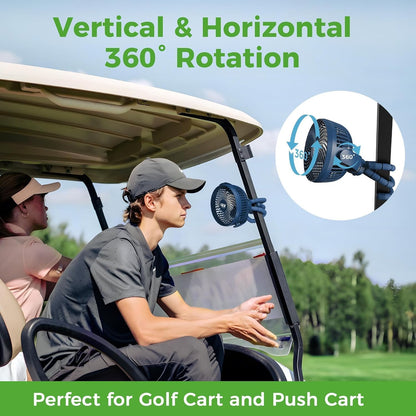 10L0L Golf Cart Fan Rechargeable with Flexible Tripod Mount, 10000mAh