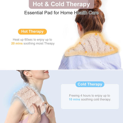 SuzziPad Microwavable Heating Pads for Neck and Shoulder Back Discomfort, 7x16 Fatigue Soothing Heated Pad Microwave, Moist Hot Packs, Unscented Heat Pack for Aches, Sore Muscle, Gray