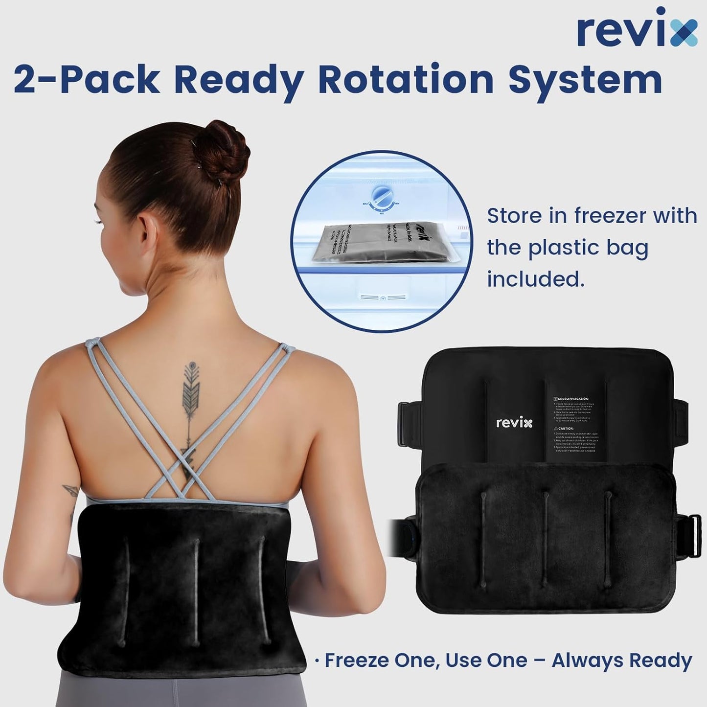 REVIX Ice Pack for Injuries Reusable Gel for Lower Back, Cold Packs for Back Shoulder, Elbow, Hip, Leg, Wrap Around Entire Knee, Soft Cold Compress,16 × 9" Navy