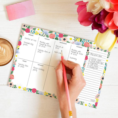 Sweetzer & Orange Floral Weekly Planner 2026, Undated Sheets To Do List Notepad, 7x10” Day Desk Note Pad Easy to Tear, School and Home Checklist Productivity Organizer, Work and Daily Planner