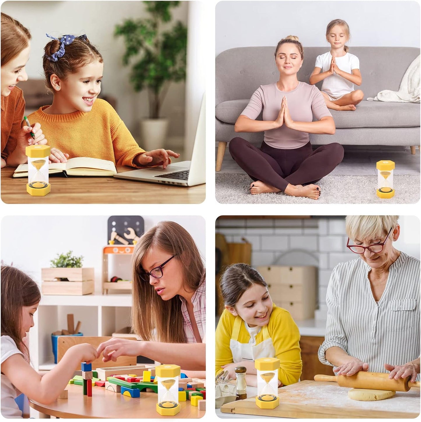 Sand Timer for Kids Set of 3 Small Colorful Hourglass Acrylic Covered Clock 1Min 2Min 5Min for Classroom, Home & Kids Room