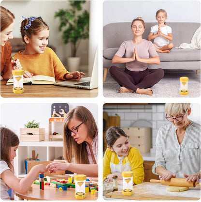 Sand Timer for Kids Set of 3 Small Colorful Hourglass Acrylic Covered Clock 1Min 2Min 5Min for Classroom, Home & Kids Room