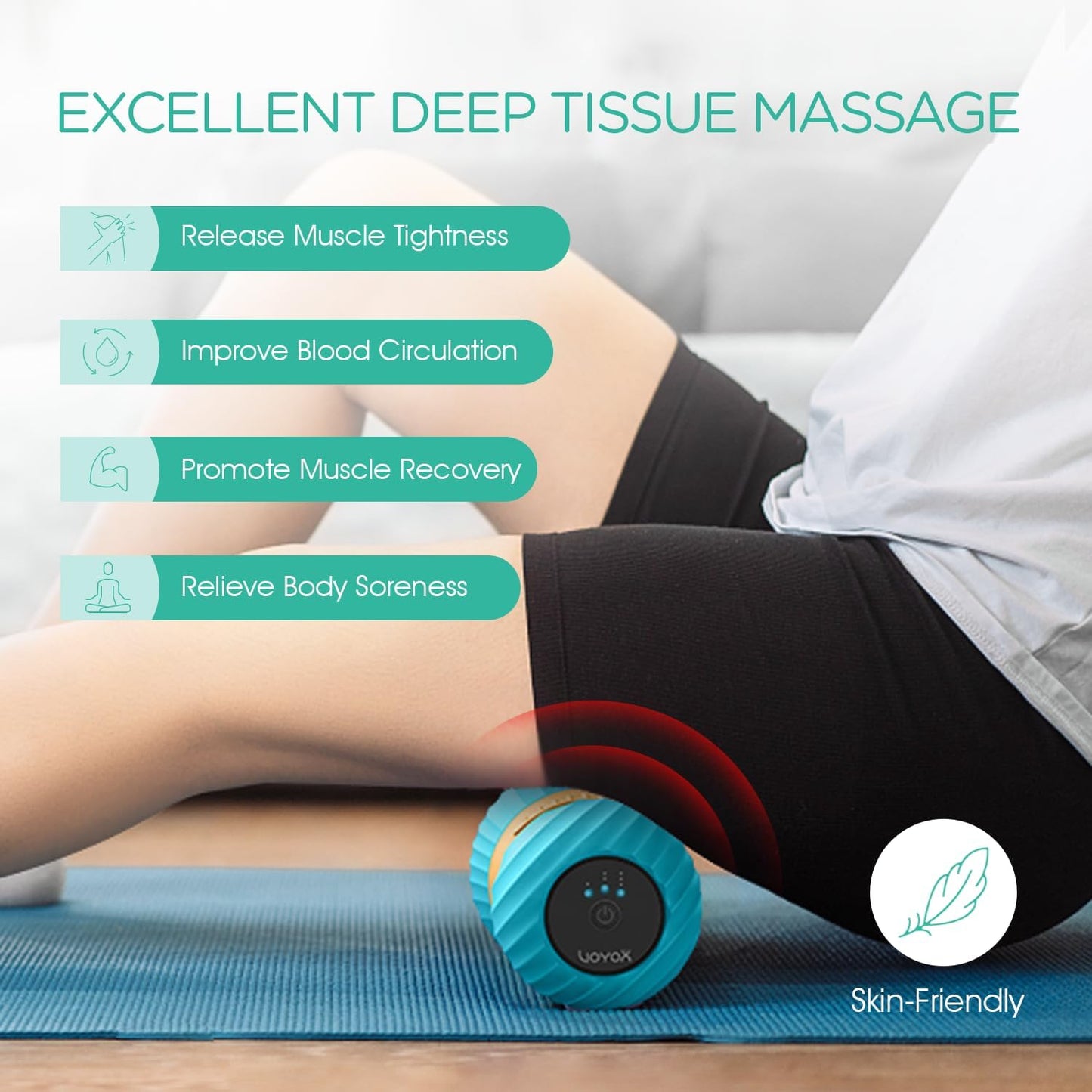 Vibrating Peanut Massage Ball Roller, Electric Double Lacrosse Massage Ball with 4 Intensities for Muscle Pain Relief, Rechargeable Deep Tissue Massage, Yoga Sports Fitness MB300 (Black)