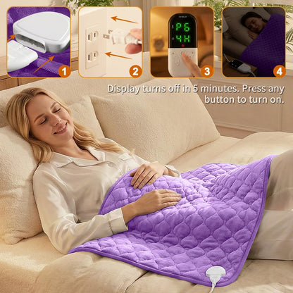 King Size Heating Pad for Back 32"x24" Extra Large Electric Heating Pad for Body Neck Shoulder Auto Shut Off Heat Pad Temperature Settings Machine Washable Gray