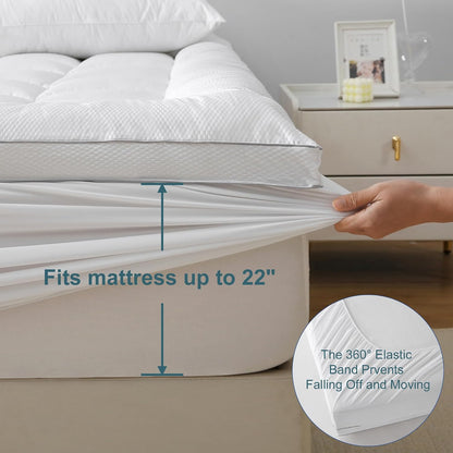 UNILIBRA Queen Mattress Protector Waterproof, Deep Pocket Mattress Pad Cover Fits to 6''-21'', Breathable Hollow Cotton Filling Quilted Mattress Protector for Queen Size