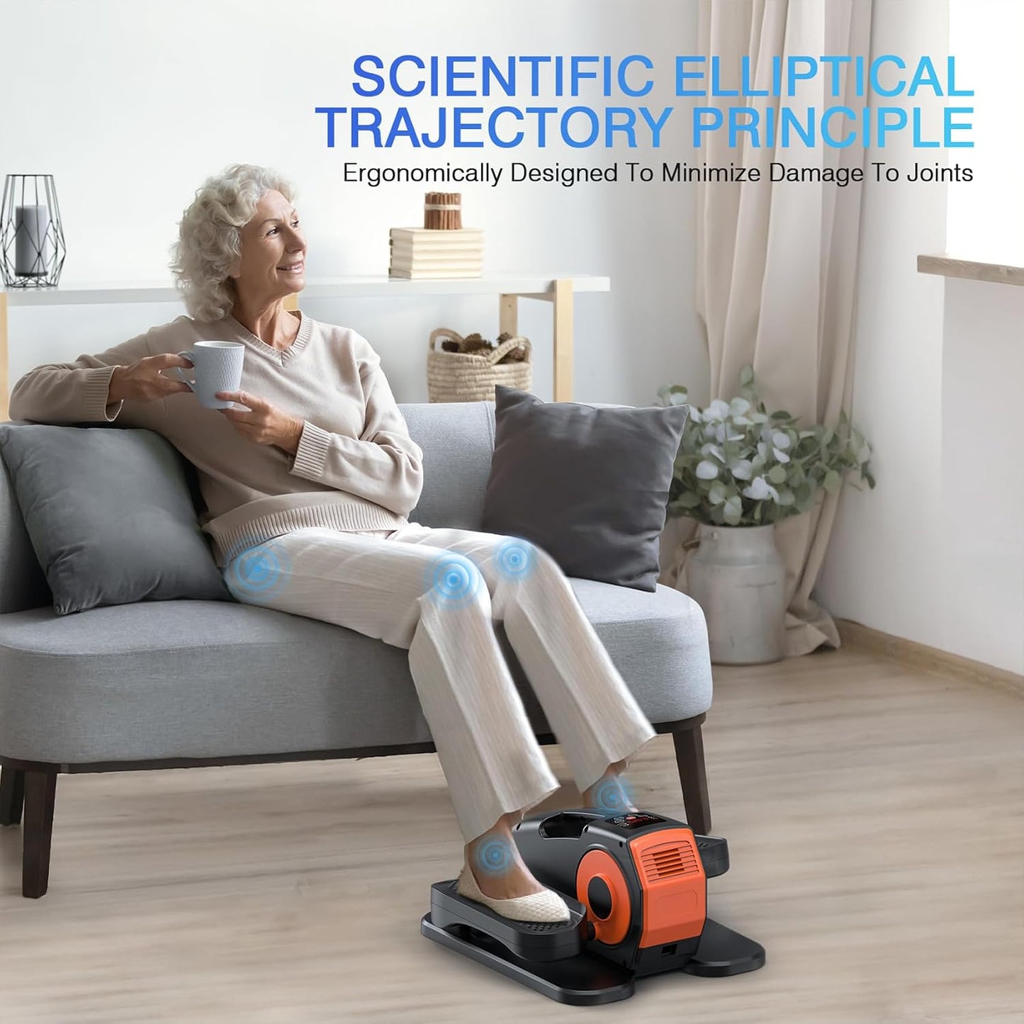 Under Desk Elliptical, Elliptical Leg Exerciser for Seniors, Home Portable Elliptical with Remote Control and 12 Adjustable Speeds, Electric Seated Pedal Exerciser