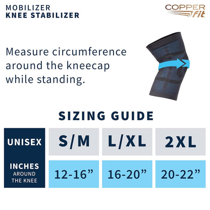 Copper Fit Mobilizer Knee Sleeve – ProSeries with Removable Side Stabilizers Knee Support for Advanced Recovery – Mobility, Knee Pain, Swelling, Inflammation, Circulation, Arthritis, Tendonitis (2XL)