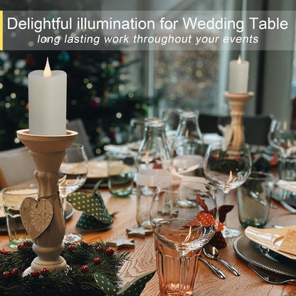 TECHLONG Flickering Flameless Candles with 3D Moving Flame, Last 1000+ Hours Battery Operated Candles with Timer, Ivory Real Wax Pillar Electric LED Candle for Wedding Christmas Party/3" x 5"