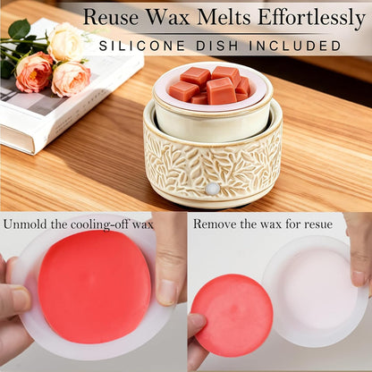 Wax Melt Warmer 3-in-1 Electric, Ceramic Wax Burner for Scented Wax & Essential Oil – Fast Heating, Flame-Free Aromatherapy for Home Office, White