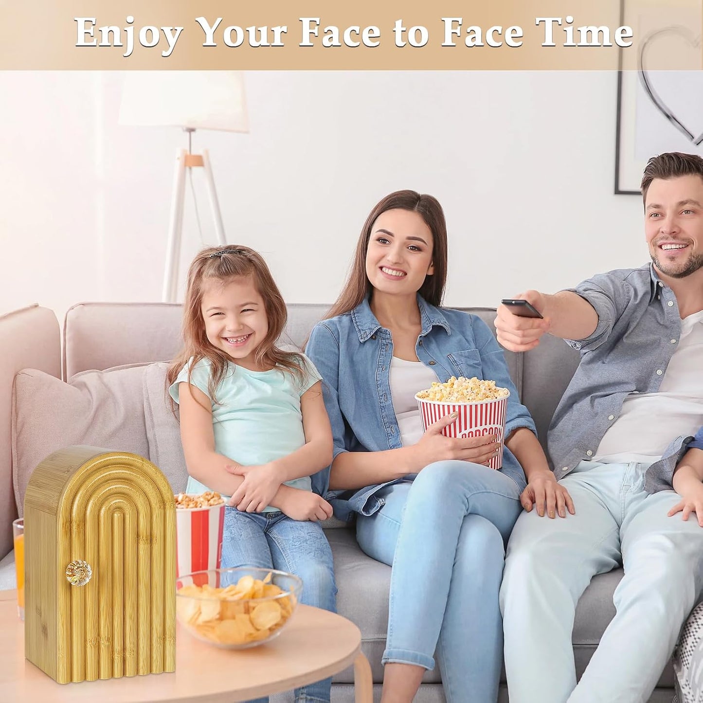 Phone Box for Family Time, Bamboo Cell Phone Jail, White