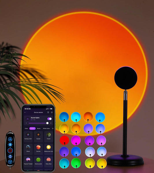 AIHYING Sunset Lamp Projector,Multicolor Changing Night Light 360 Degree Rotation Rainbow Led Sun Lamp Gifts for Photography Backgrounds,Party,TikTop Live,Home Decor,Mood Lighting