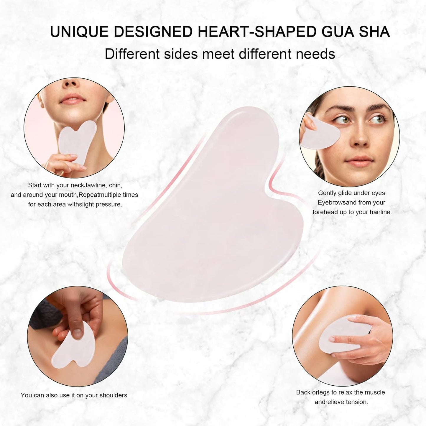Jade Roller for Face, Facial Roller Massager Skin Care Tool, Gua Sha Facial Tools for Face, Neck, Eyes, Reduce Puffiness of The Skin - White