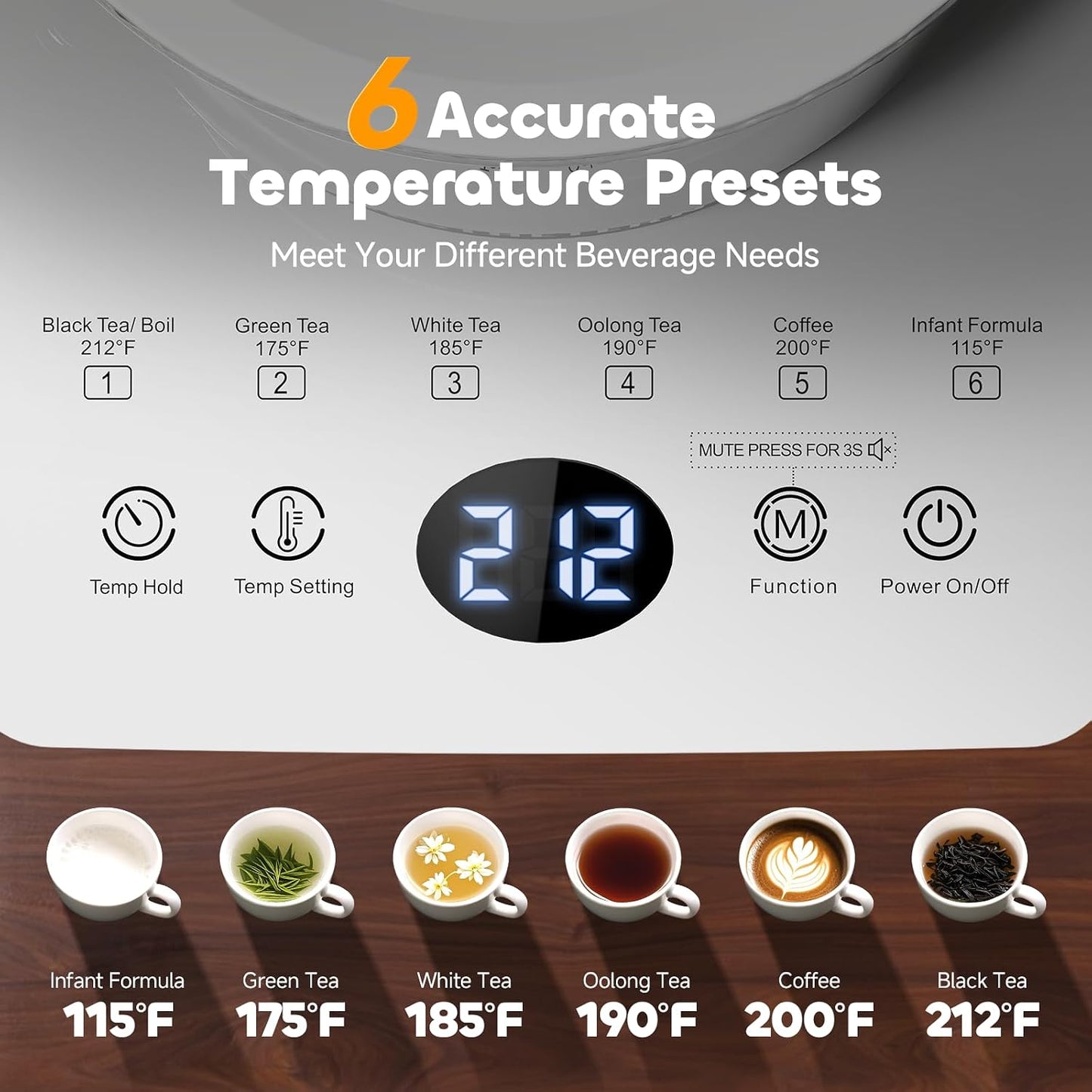 Electric Tea Kettle with Infuser Temperature Control and Automatic Shut Off 24 H Keep Warm for Coffee Water Heater and Tea Pot Glass Black 1.5L
