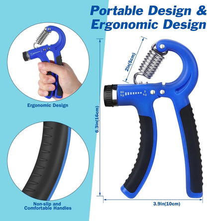 AIXPI Grip Strength Trainer, Hand Grip Exerciser Strengthener with Adjustable Resistance 11-132 Lbs (5-60kg), Forearm Strengthener, Hand Exerciser for Muscle Building and Injury Recover 1 PACK