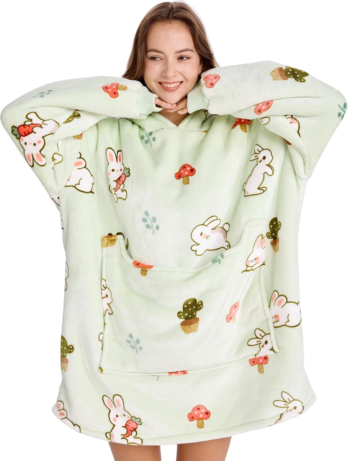 Aemilas Wearable Blanket Hoodie - Warm Sherpa Blanket Sweatshirt as Gifts for Adult Women Mom Men, One Size Fits All