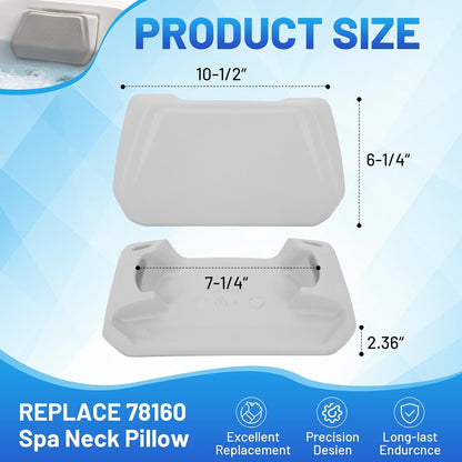 78160 Replacement Spa Pillow Fit for 2018 - Current Hot Spring Limelight Collection Spas Beam BMI & BMII, Flair, Flash, Prism, Pulse, EVA Hot Tub Headrest, Gray, 2 Pack