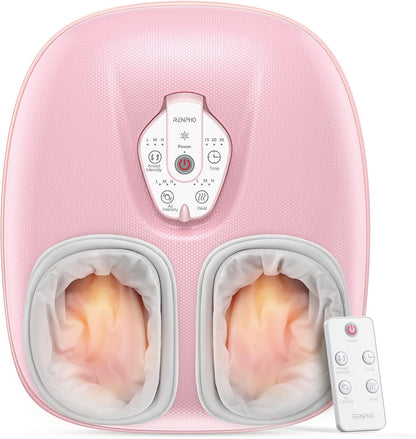 RENPHO Foot Massager Machine with Heat [2026 Upgraded], Birthday Gifts for Women Men Mom Dad, Shiatsu Foot Massager for Plantar Fasciitis, Cordless Control, Self Care Relaxation Gifts, Pink