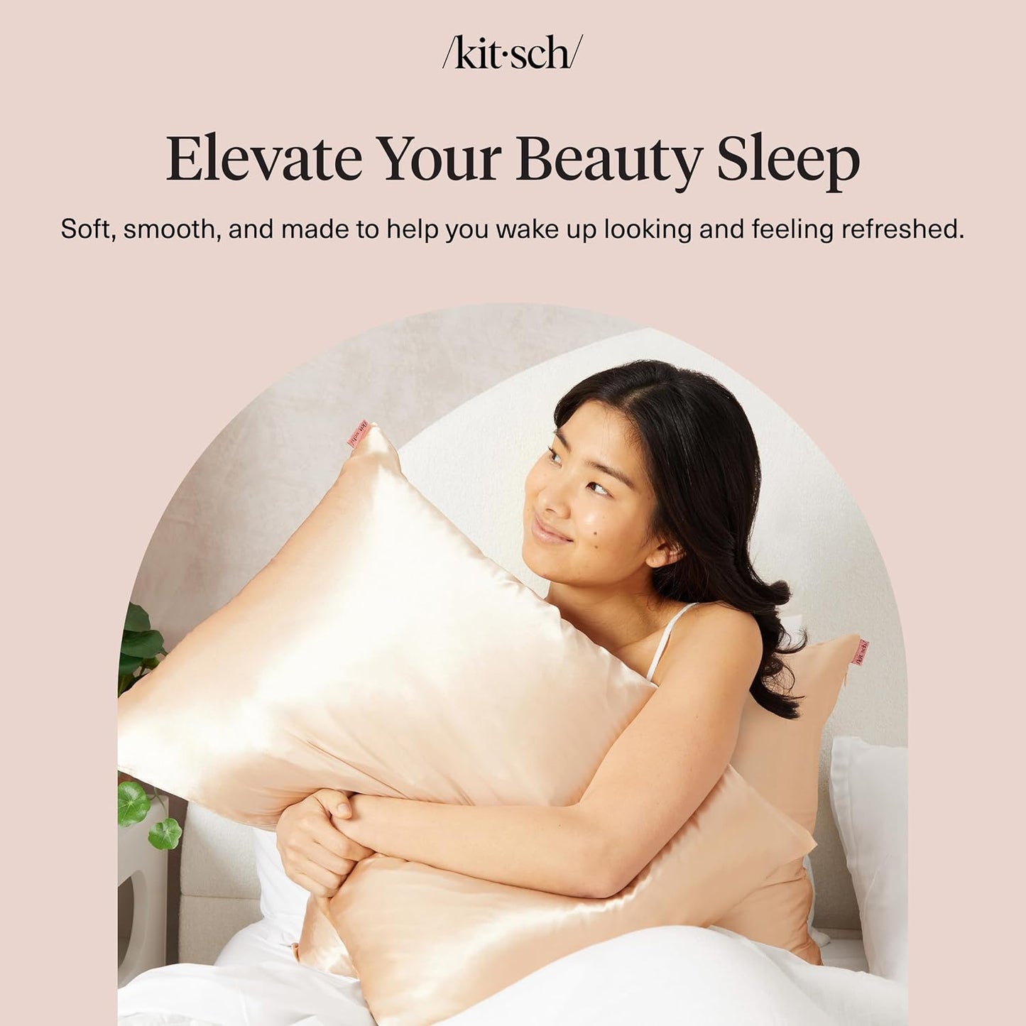 Kitsch Satin Pillowcase with Zipper for Hair & Skin - Softer Than Silk Pillow Cases, Smooth Cooling Satin Pillow Case, Wrinkle-Free, Machine Washable - Pillow Cases Standard Size (19x26) - Blush