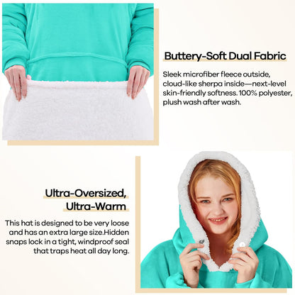 yescool Wearable Blanket Hoodie, Flannel Sherpa Fleece Blanket Sweatshirt for Adults Women Men,One Size Fits All - Colors A
