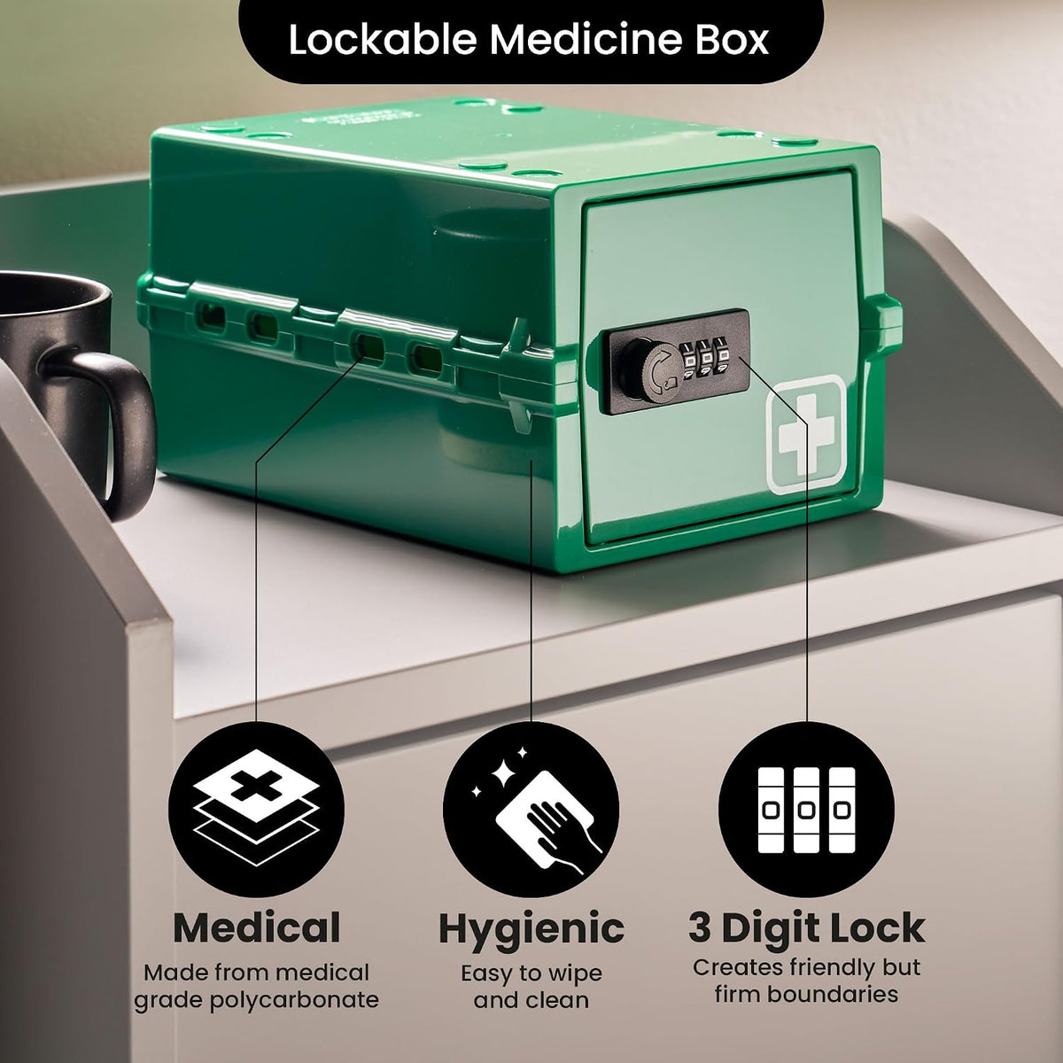 Lockabox Mini™ | Small Lock Box with Combination Lock (Half Letter Sized) | Mini Lockable Box for Small Medicines, Snacks & Mobile Phones | External Size 8.8 x 6.1 x 4.7 Inches (Crystal)