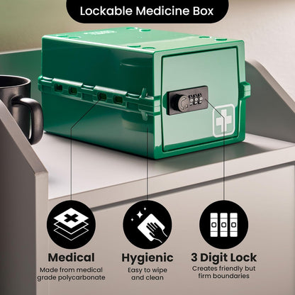 Lockabox Mini™ | Small Lock Box with Combination Lock (Half Letter Sized) | Mini Lockable Box for Small Medicines, Snacks & Mobile Phones | External Size 8.8 x 6.1 x 4.7 Inches (Crystal)