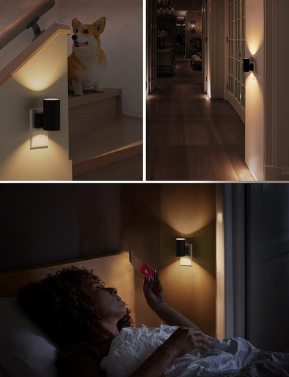 L LOHAS LED Night Light, Amber Nightlight, Dimmable Night Light 100LM, Light Sensor, Yellow Nightlight, Sleep Light for Kids, Soft & Warm Light for Bedroom, Hallway, Bathroom, 2 Pack